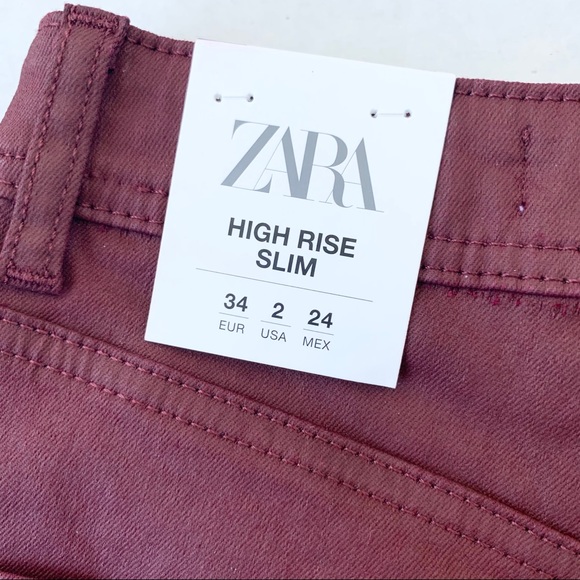 🌸New🌸 Zara Coated Slim Fit Pants Size 34 / 2 NWT - Picture 7 of 15